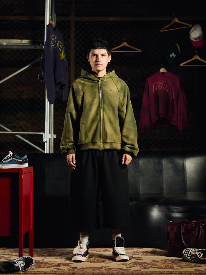 Double Zip Hoodie Sun Faded - Olive