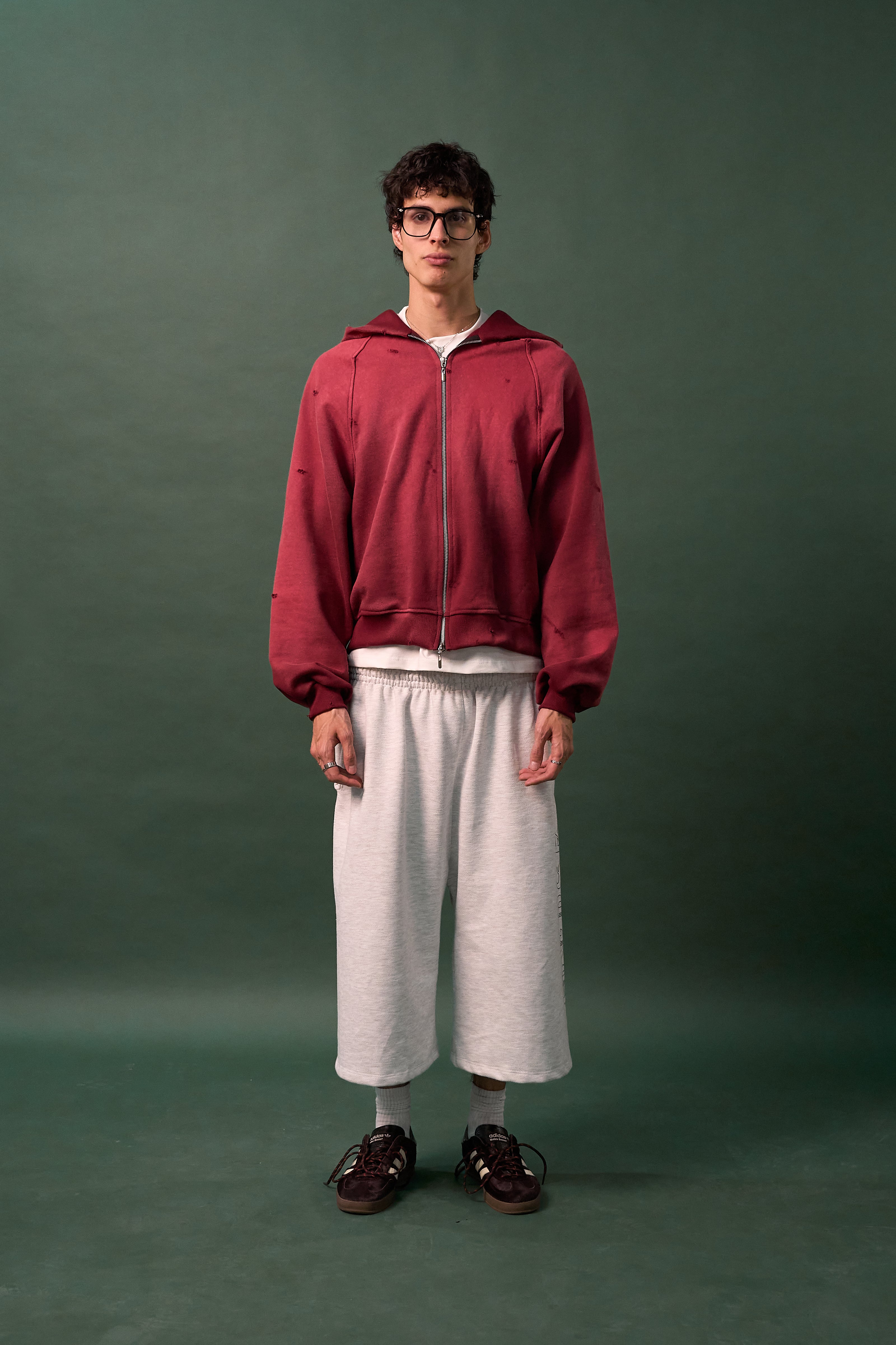 Double Zip Hoodie Sun Faded - Burgundy