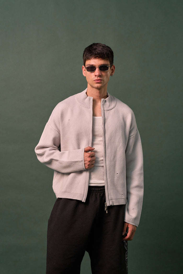 Knit Double Zipper - Gris