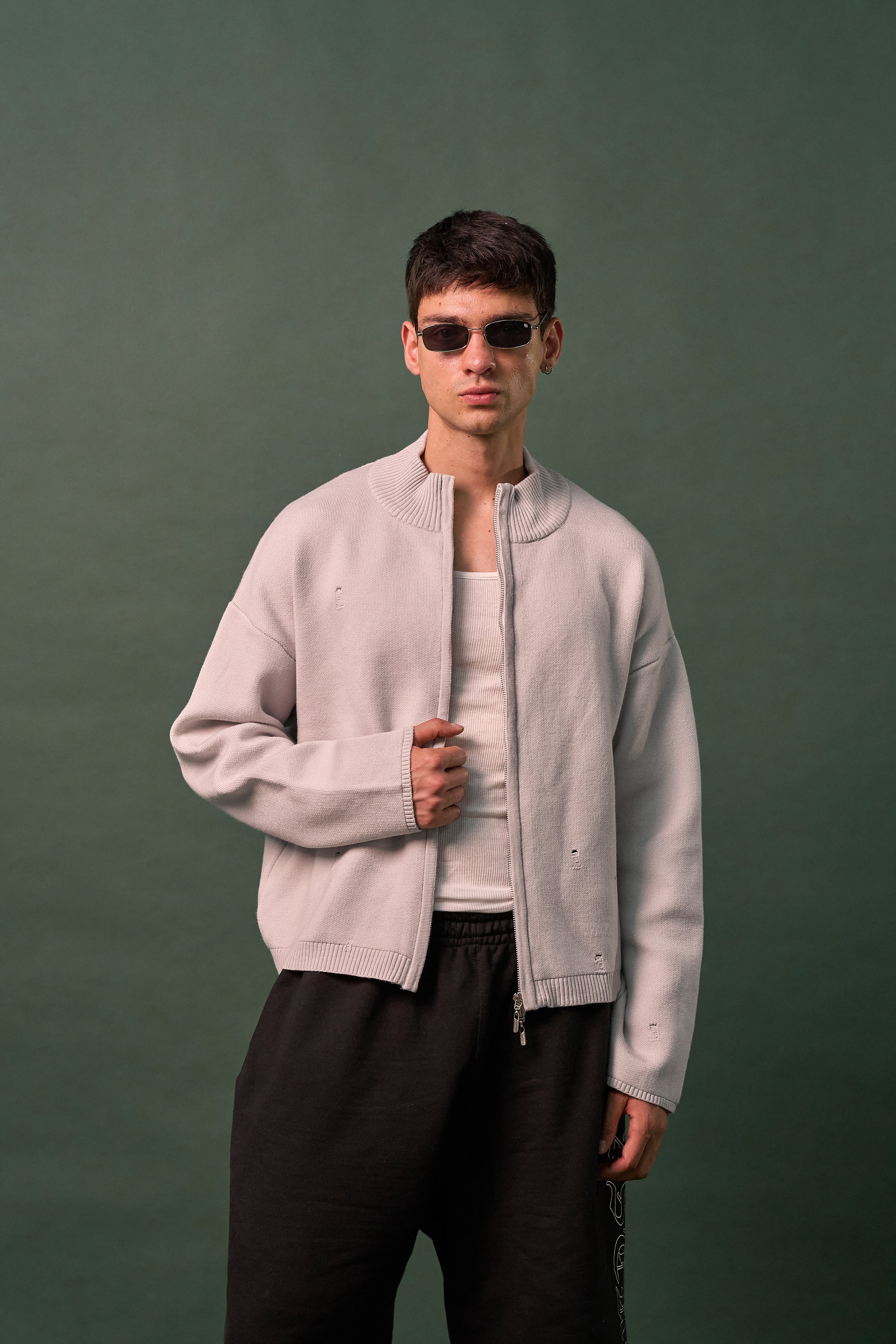 Knit Double Zipper - Gris