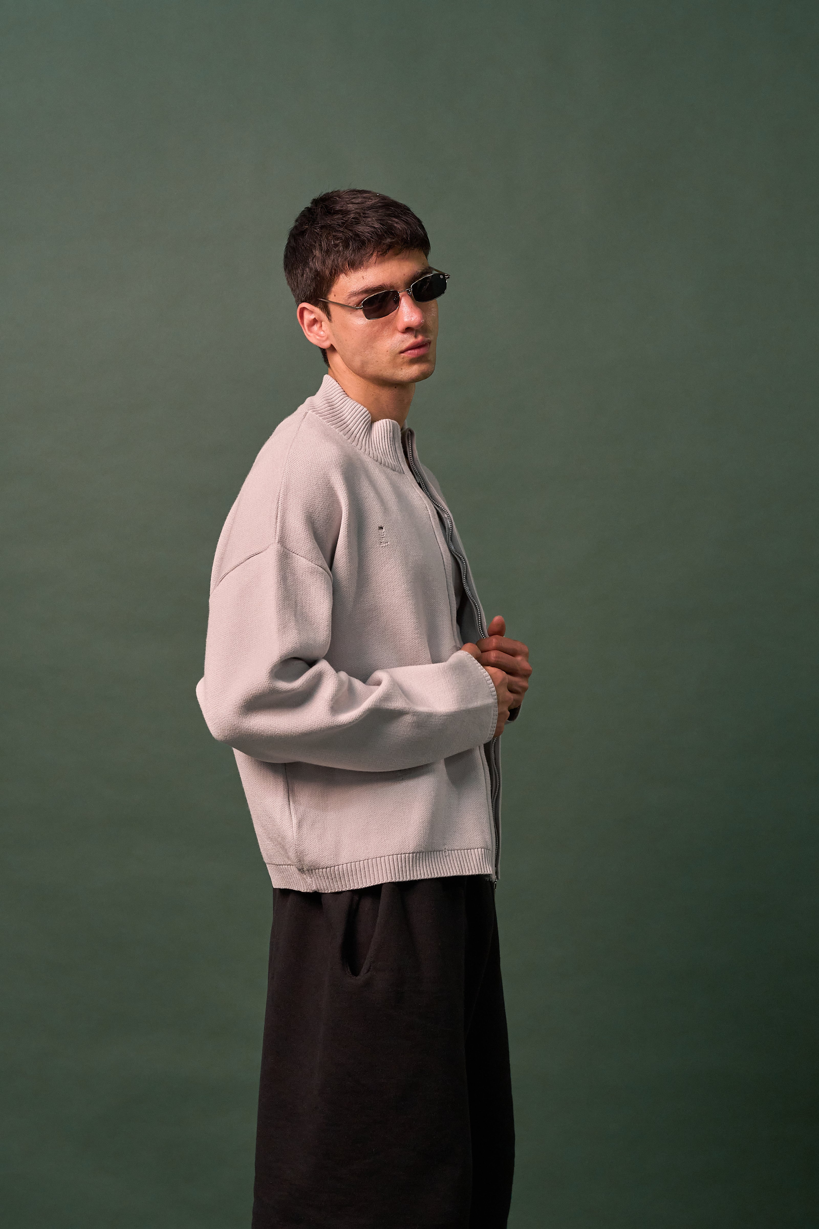 Knit Double Zipper - Gris