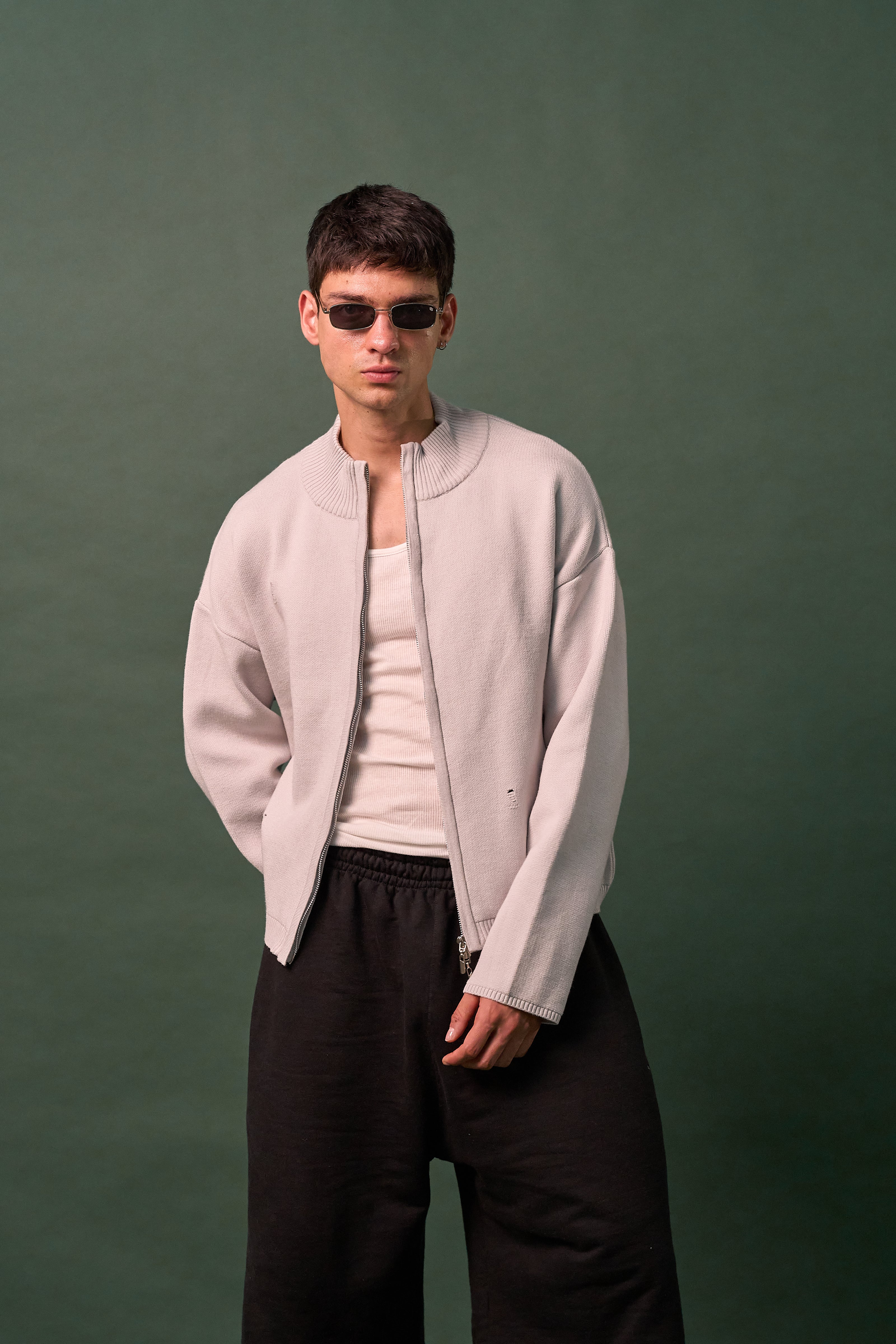 Knit Double Zipper - Gris